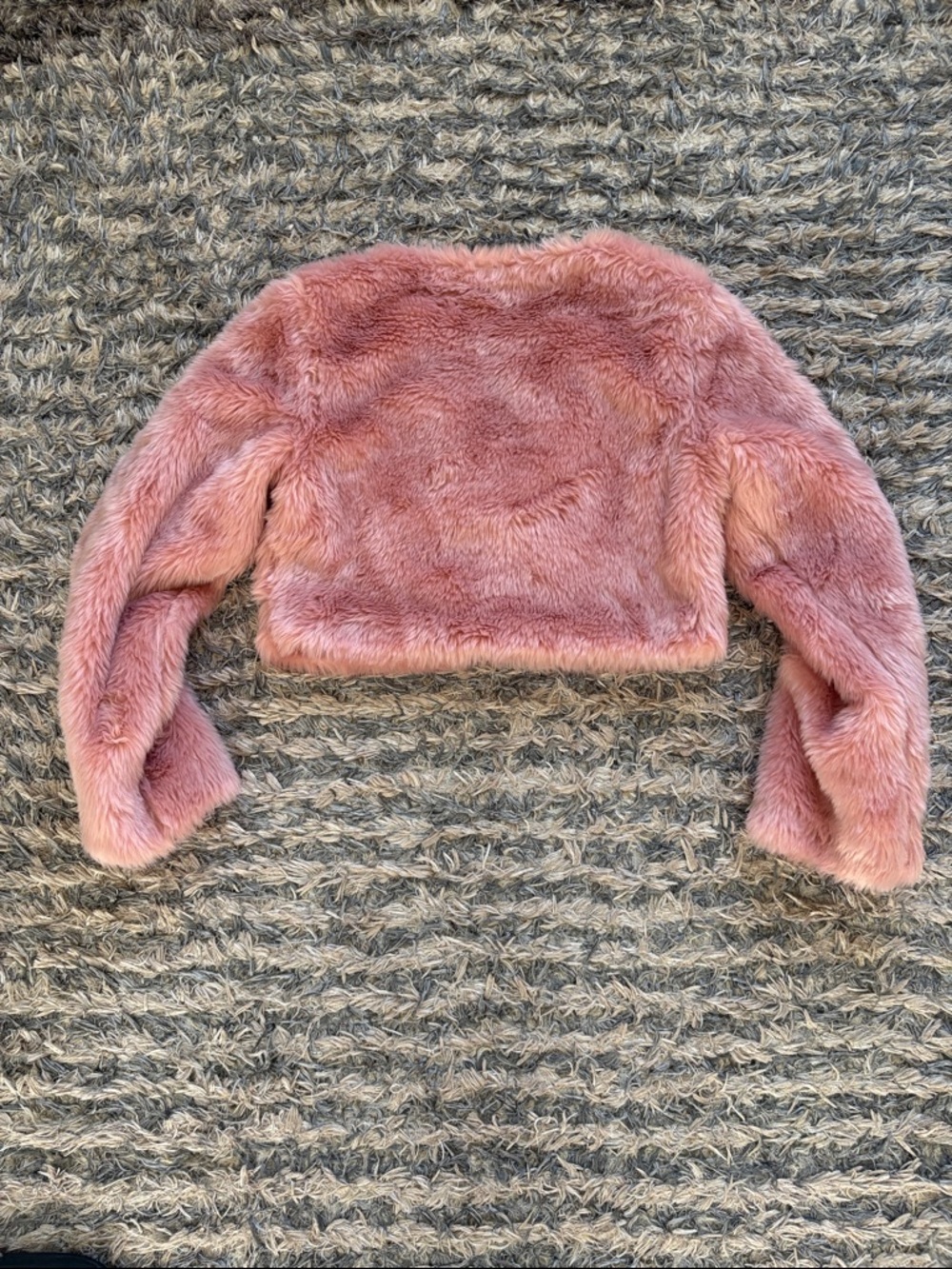 New! Eilly Bazar Cropped Rose Pink Faux Fur Teddy Jacket Size S - Picture 3 of 11